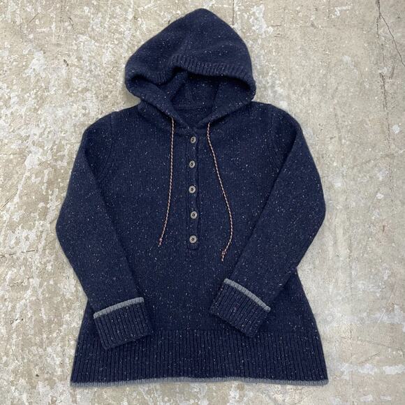 Patagonia Ranchito Hoodie Womens M Blue Flecked Knit Henley Sweater Pullover - Picture 13 of 14